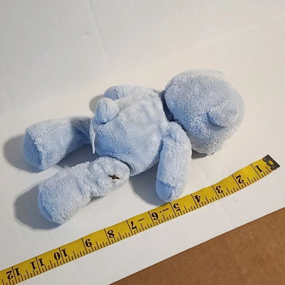 Carter's My first bear plush toy lovey  blue brown stitches rattle